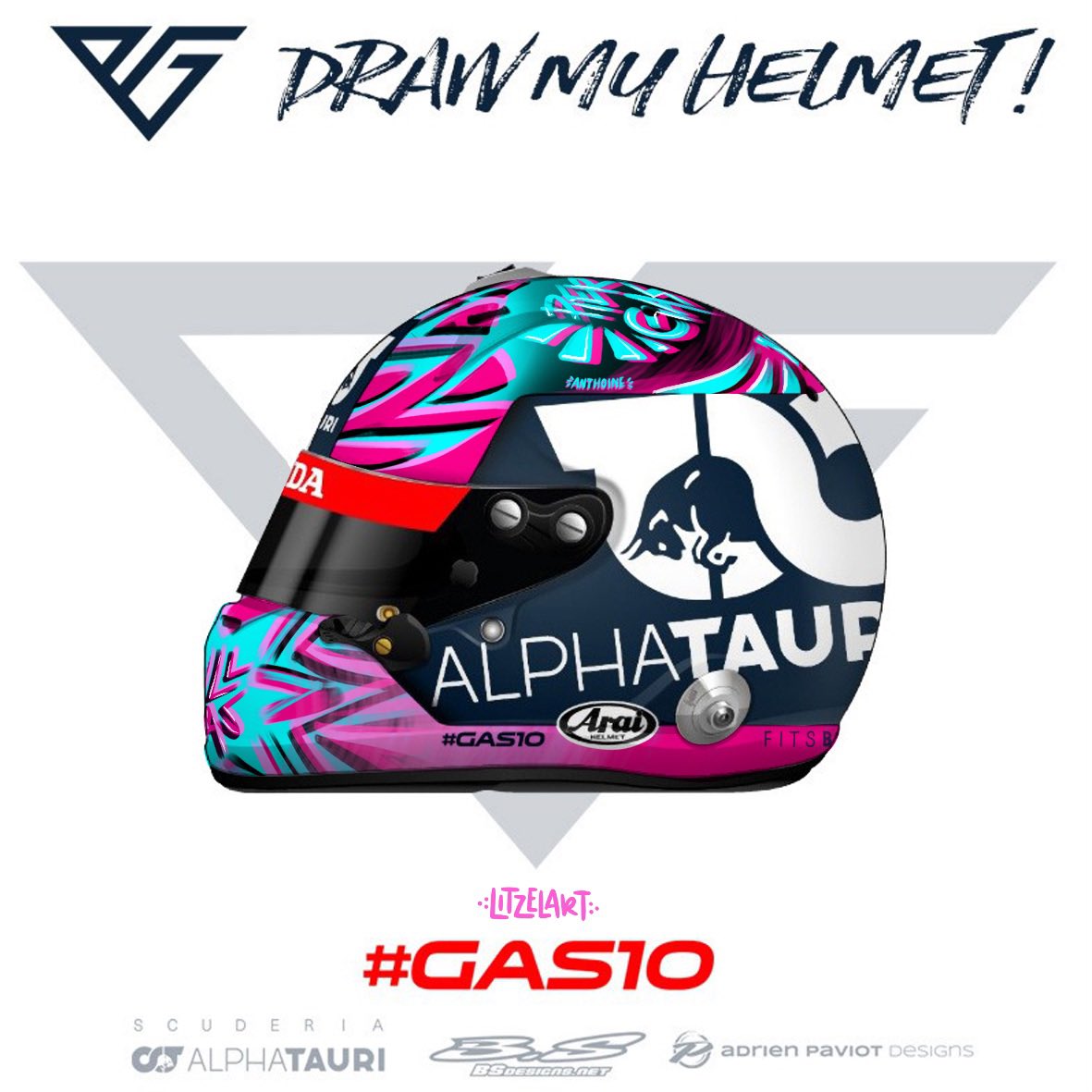 ピエール・ガスリー 2020年 F1開幕戦 ヘルメット(アルファタウリ・ホンダF1)