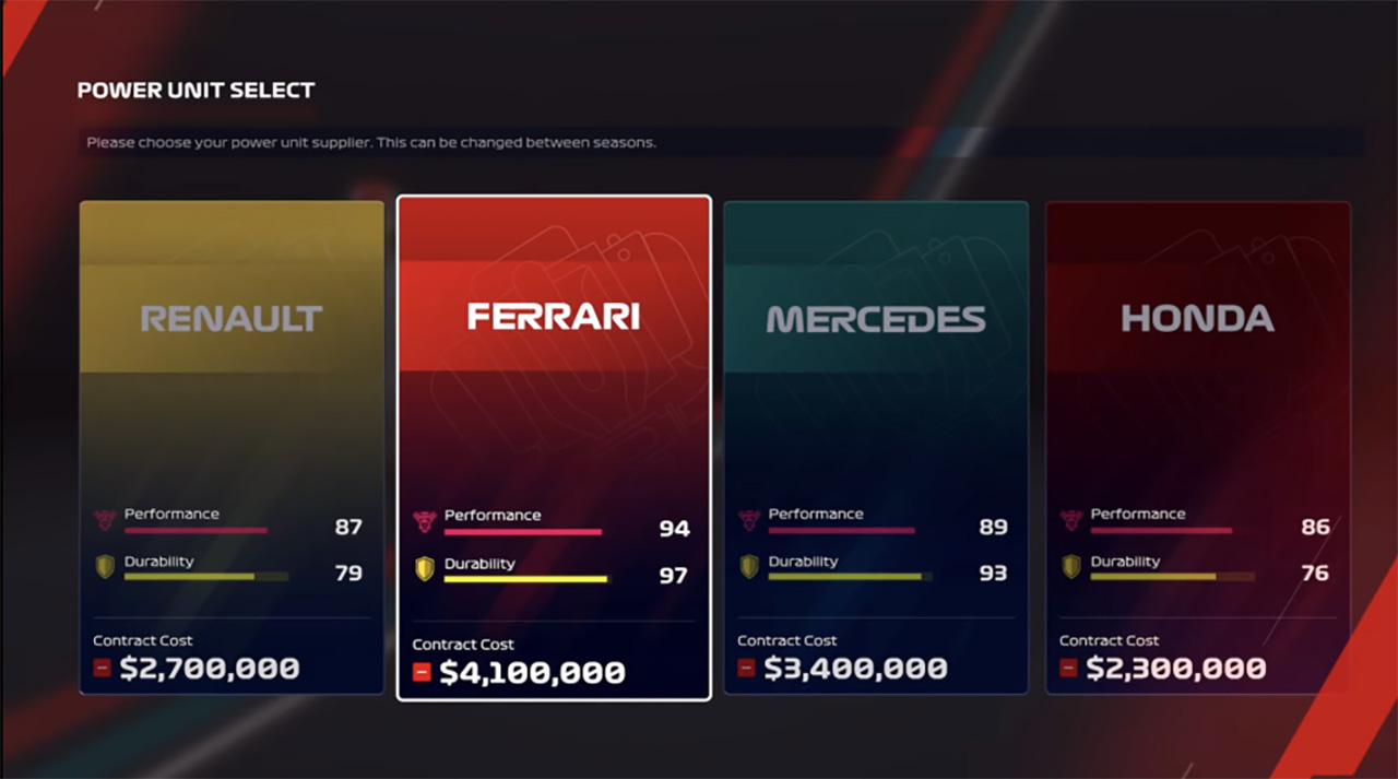 F1 2020：エンジンサプライヤー
