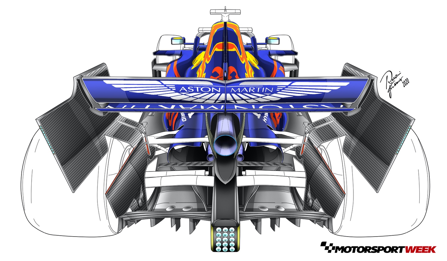 レッドブル・ホンダ RB16B:リア周り