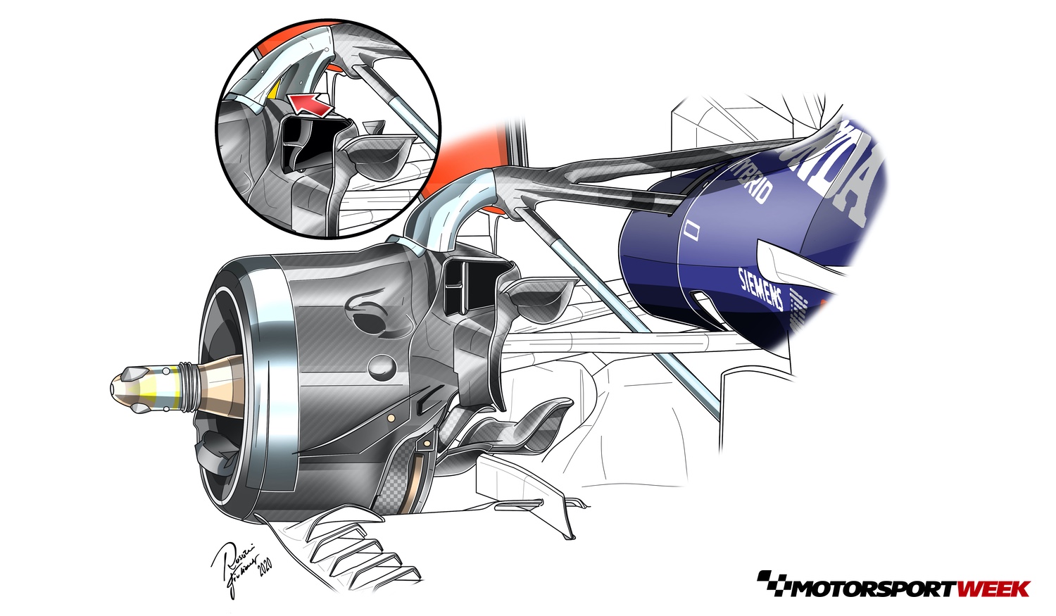 レッドブル・ホンダ RB16B:リアサスペンション