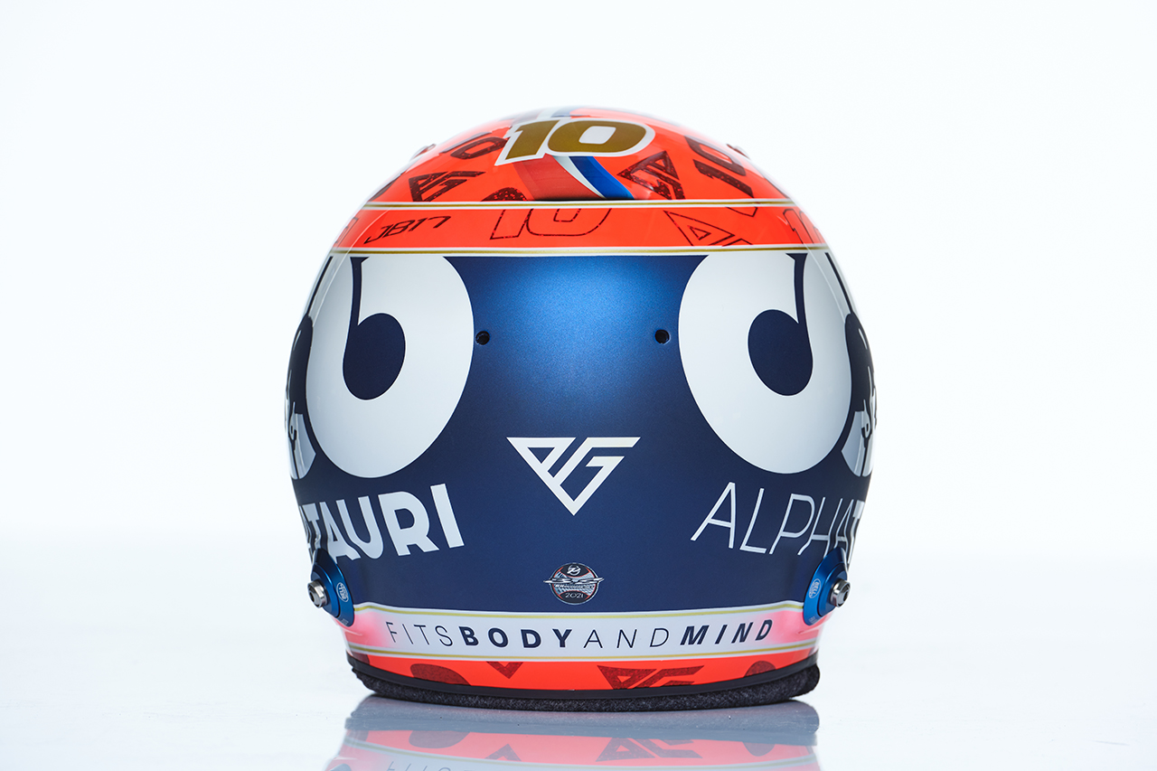 ピエール・ガスリー 2021年 F1ヘルメット 背面 (アルファタウリ・ホダF1)