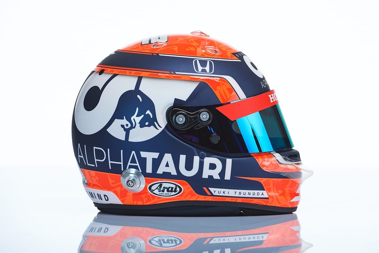 角田裕毅 2021年 F1ヘルメット 側面 (アルファタウリ・ホンダF1)