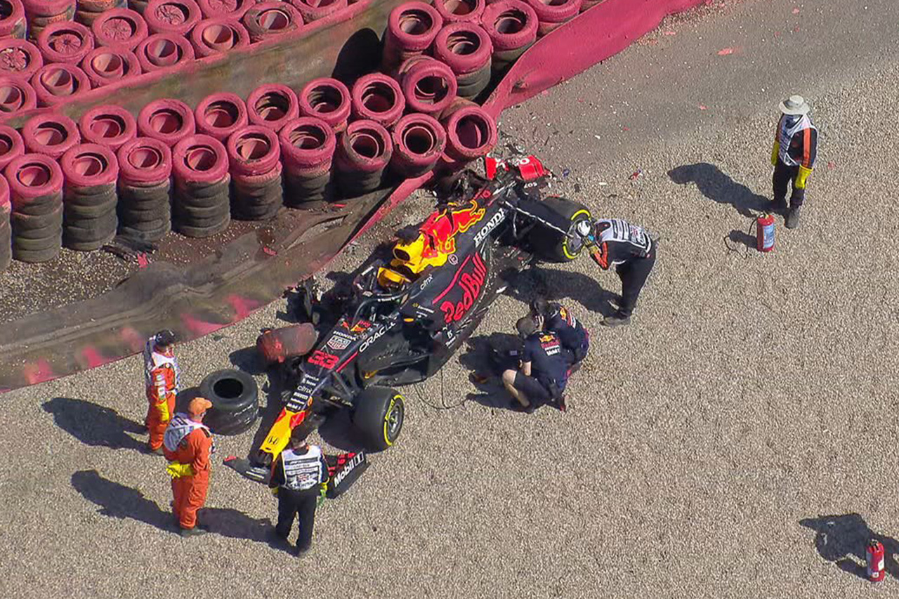大破したマックス・フェルスタッペンのマシン / 2021年 F1イギリスGP