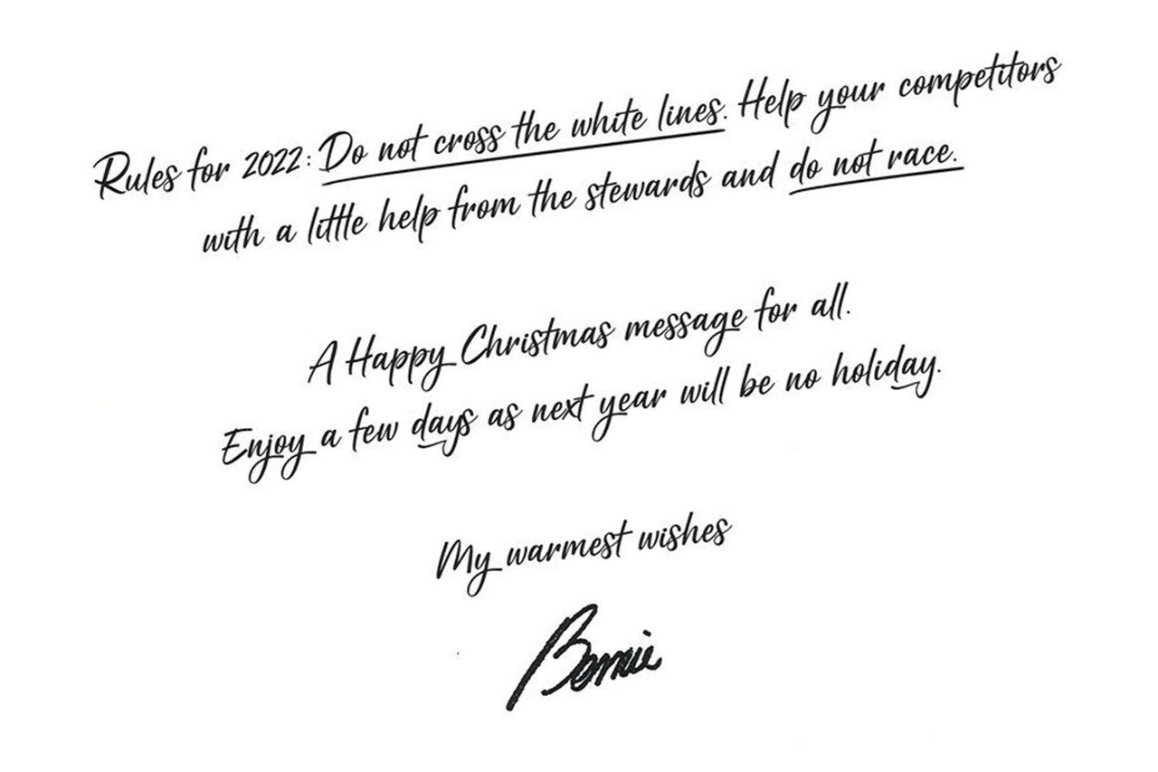 バーニー・エクレストン クリスマスカード 2021年