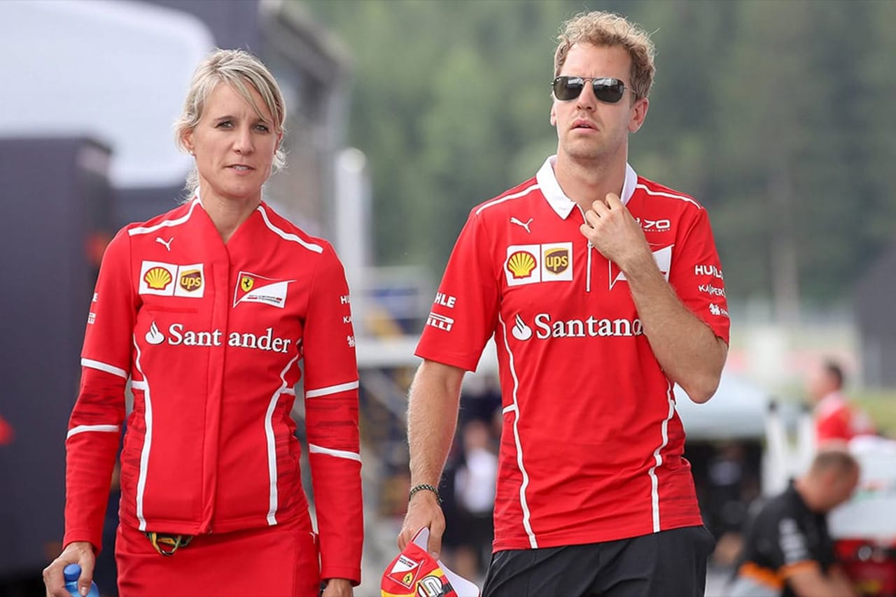 セバスチャン・ベッテルとブリッタ・ロースケ（フェラーリF1在籍時）