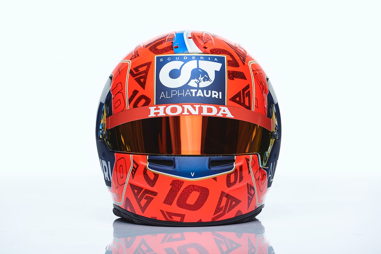 ピエール・ガスリー 2021年 F1ヘルメット 正面 (アルファタウリ・ホダF1)