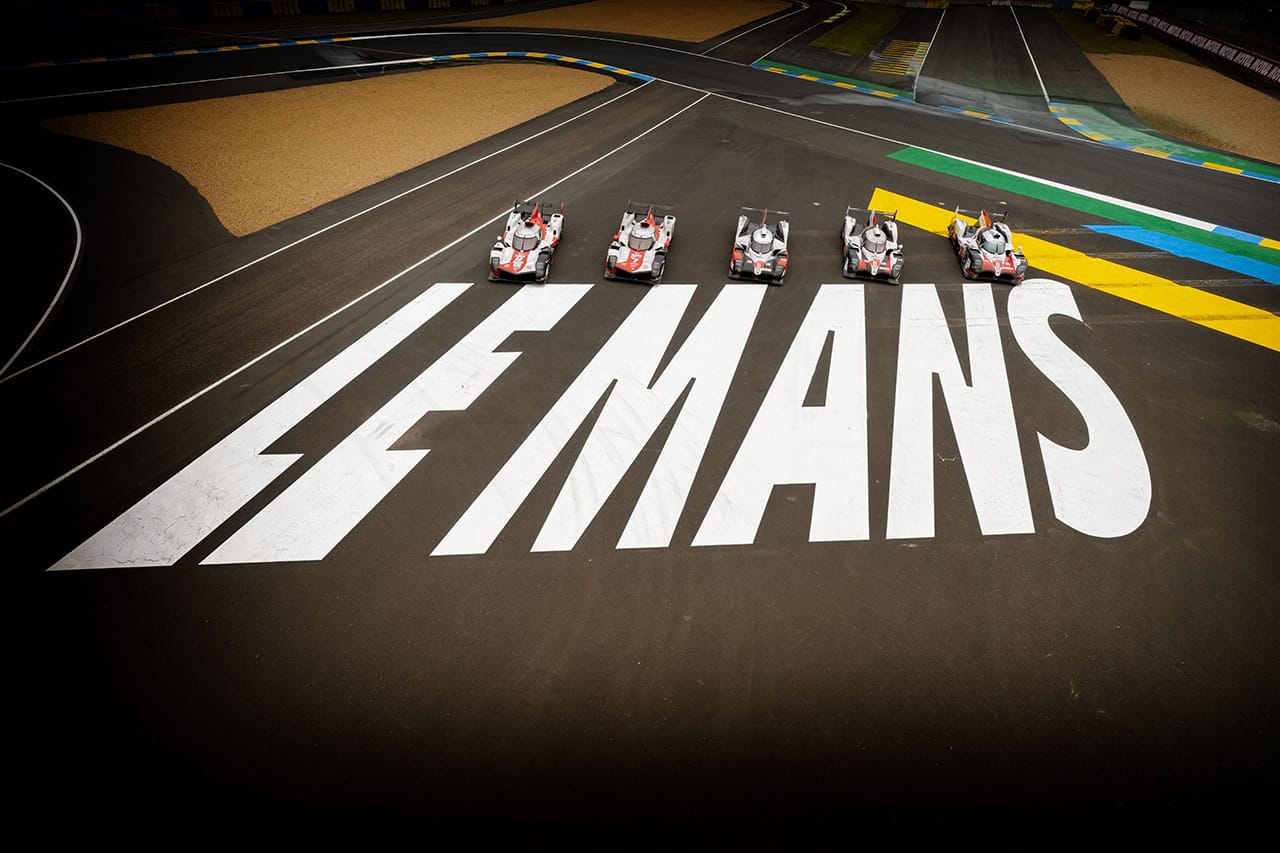 TOYOTA GAZOO Racing ル・マン24時間レース歴代優勝車両 右からTS050 HYBRID（2018年、2019年、2020年）、GR010 HYBRID（2021、2022年）