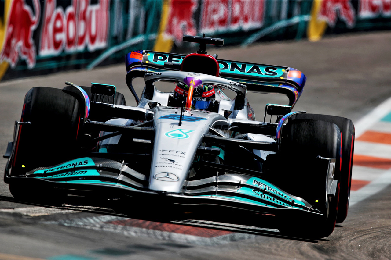 F1マイアミGP フリー走行2回目：メルセデスF1のラッセルがトップタイム