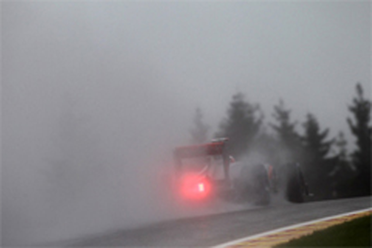 F1ベルギーGP フリー走行1回目:小林可夢偉が雨のなかトップタイム