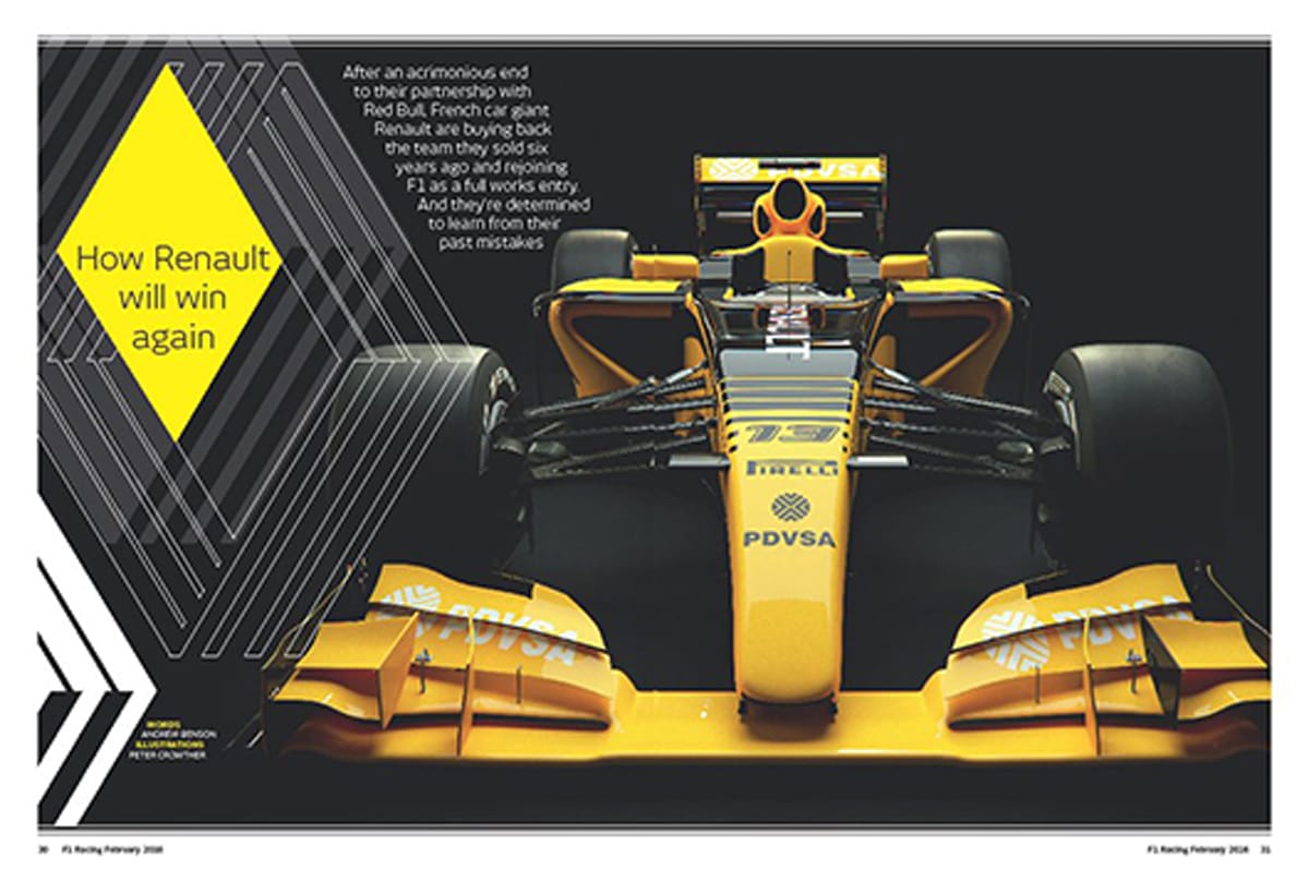 ルノー、2016年F1マシンはイエロー&ブラックのカラーリング