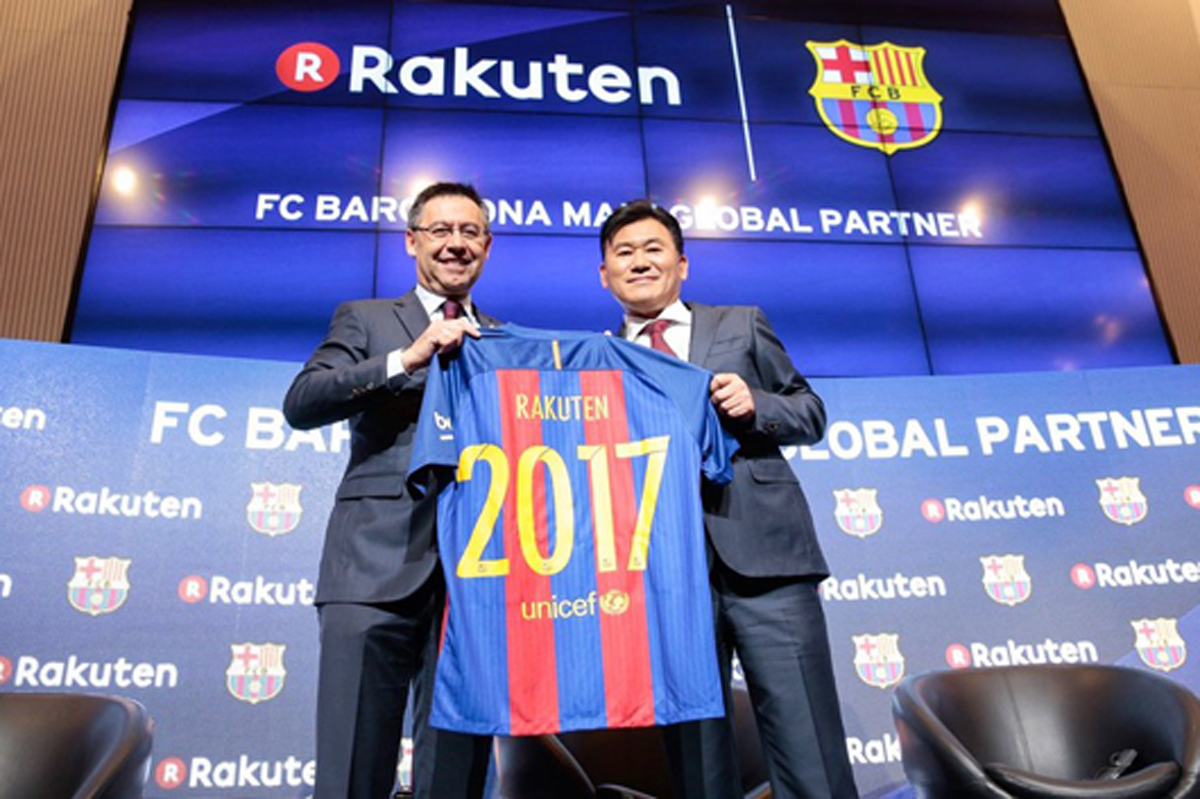 楽天、FCバルセロナとメインスポンサー契約・・・4年総額257億円