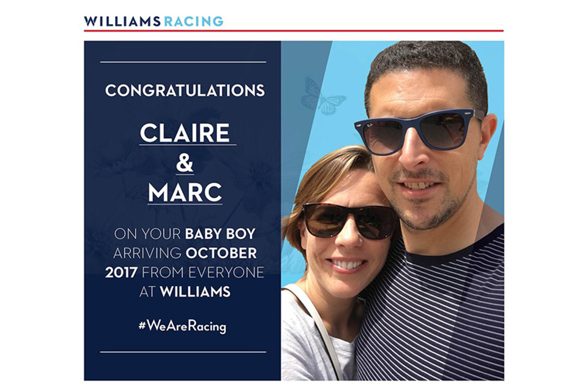 クレア・ウィリアムズ、第1子妊娠を発表