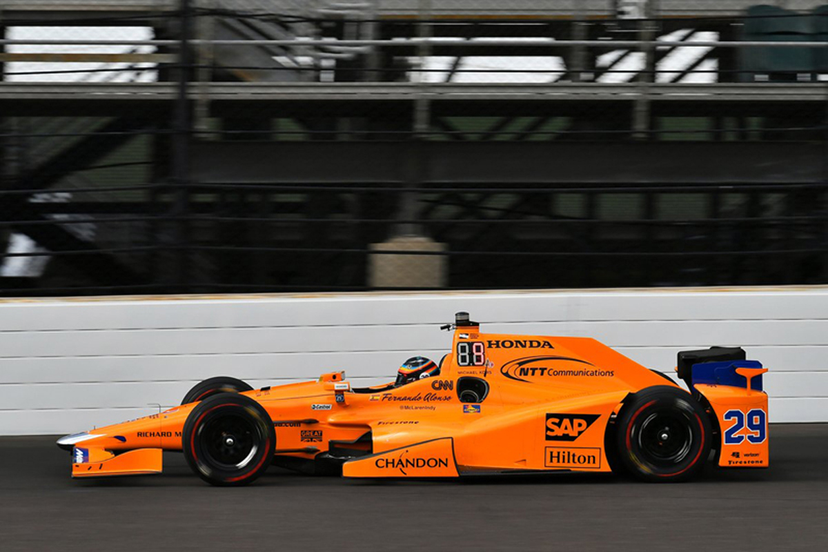 【インディ500】 プラクティス4日目:アロンソが225mph越えで4番手