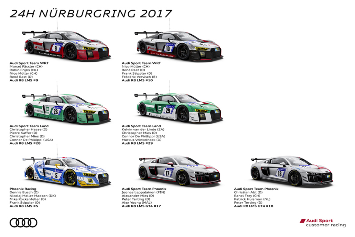 アウディ、史上最多の台数でニュルブルクリンク24時間耐久レースに参戦