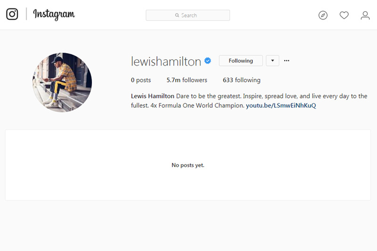 ルイス・ハミルトン、Instagramの投稿を全削除