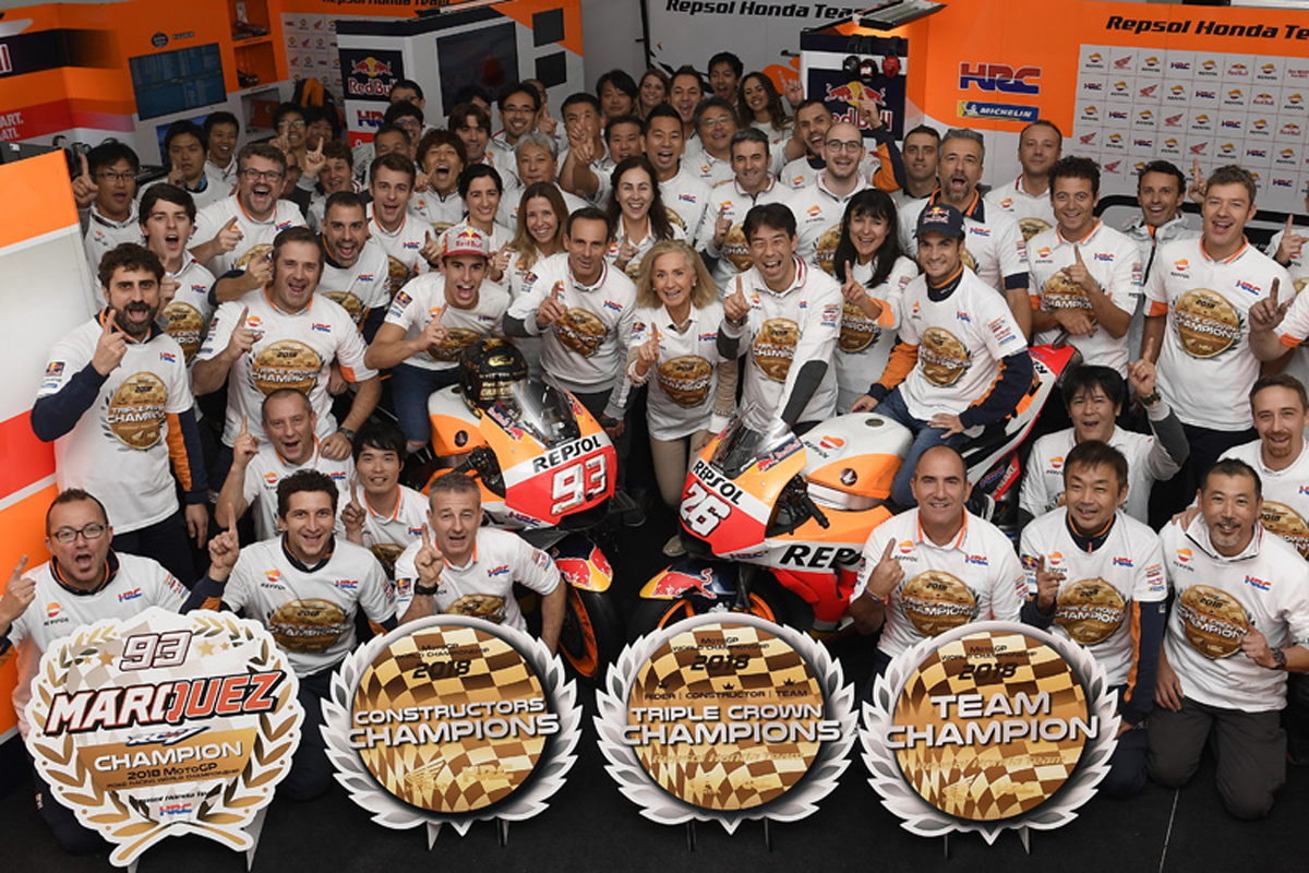 ホンダ、ロードレース世界選手権 MotoGPクラスで2年連続三冠達成