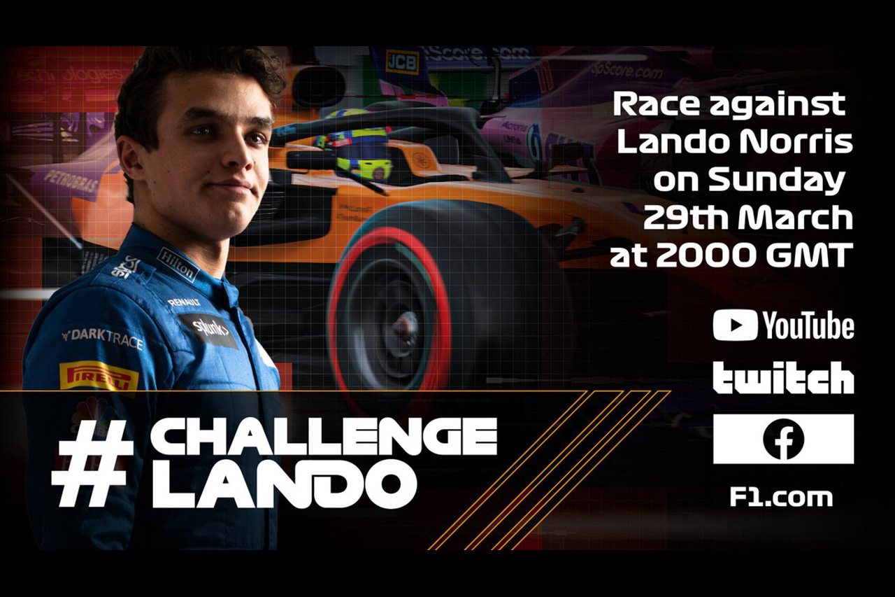 F1：ランド・ノリスのeスポーツイベント『#ChallengeLando』を開催