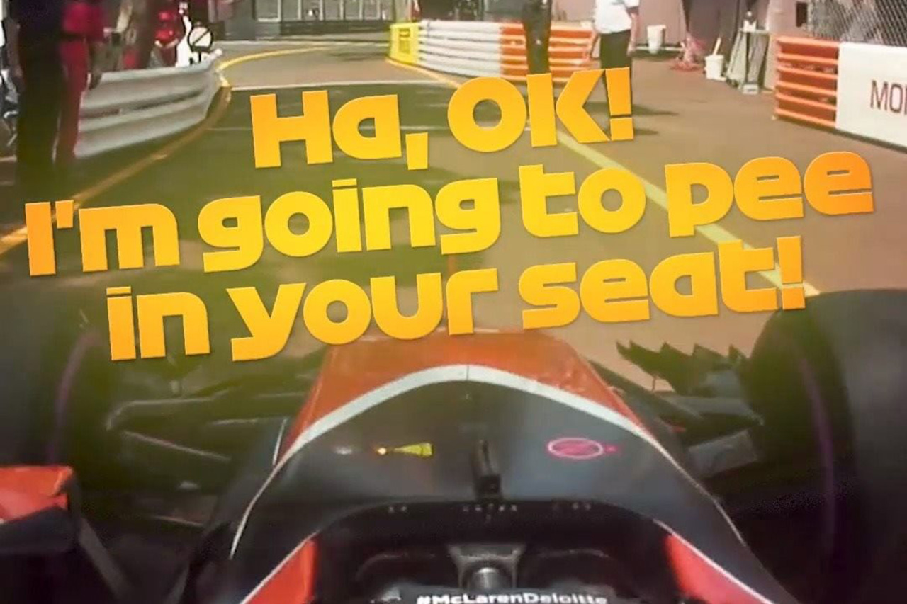 【動画】 ジェンソン・バトン、アロンソに「君のシートにおしっこしとくよ」