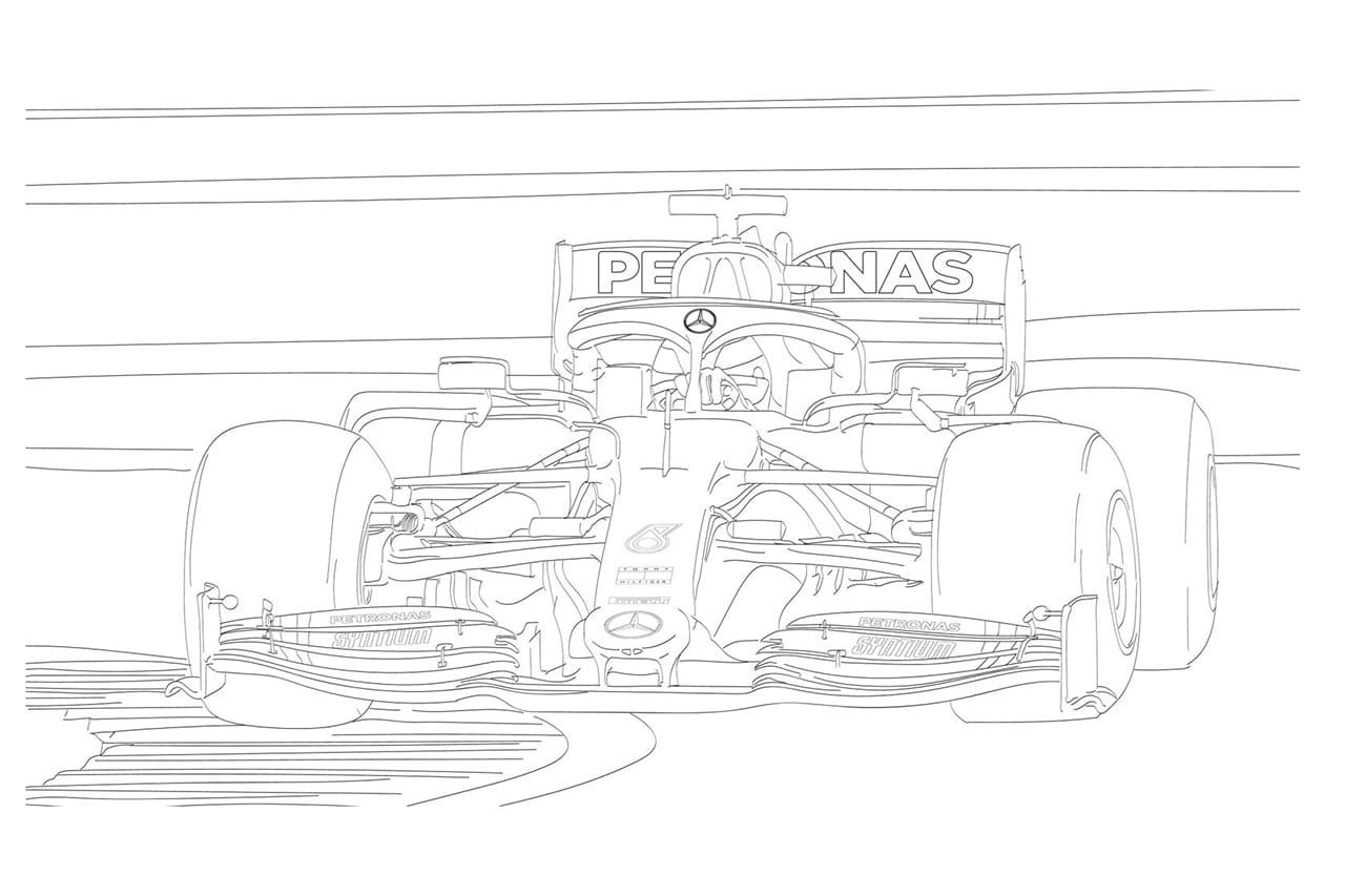 メルセデスF1チーム、F1マシンの塗り絵を提供