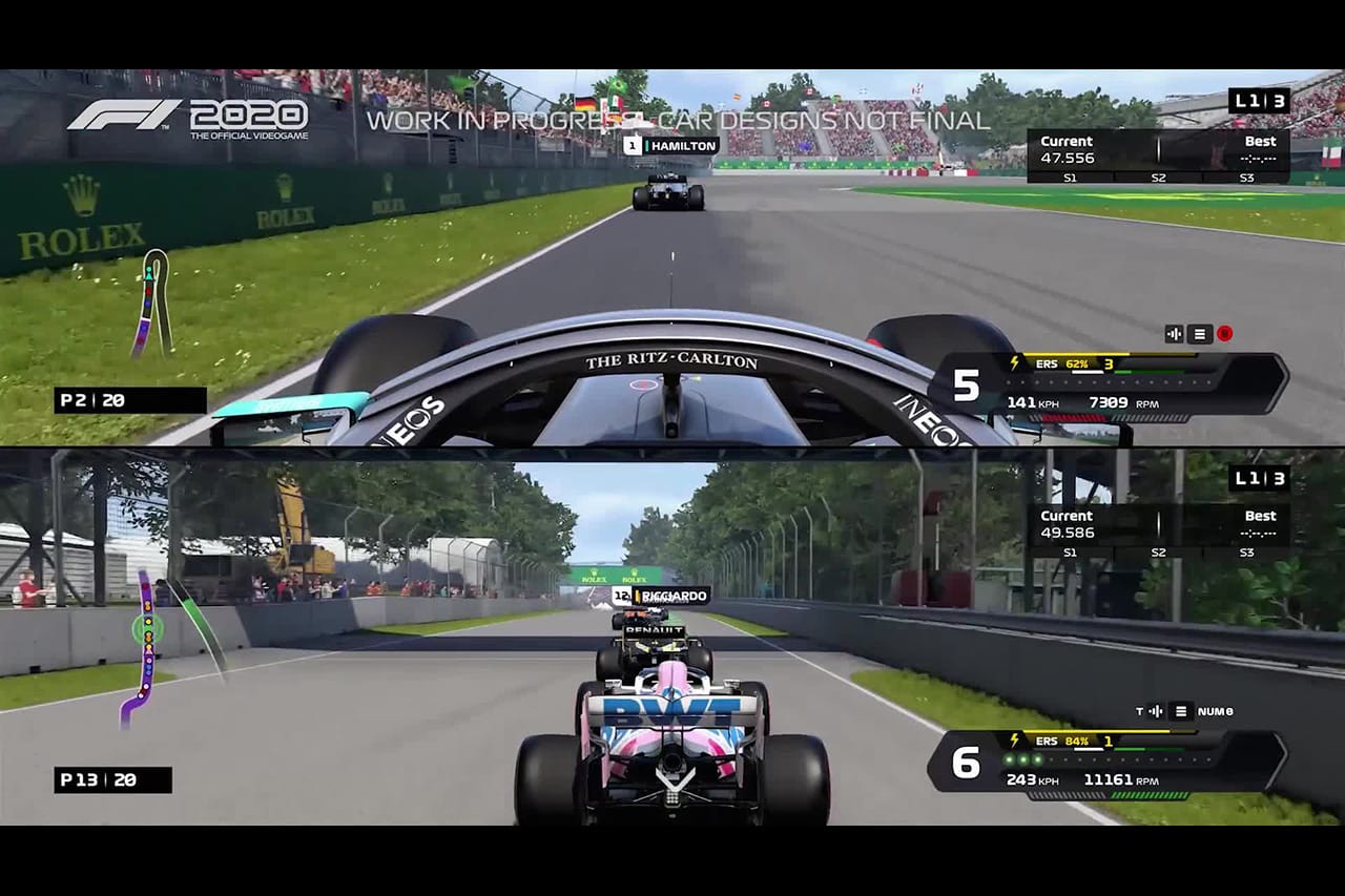 【動画】 F1公式ゲーム『F1 2020』 2画面分割機能