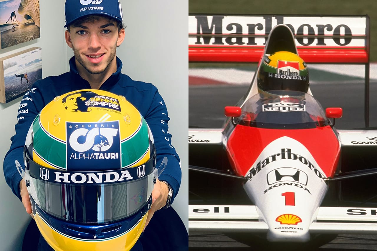 ピエール・ガスリー、アイルトン・セナ仕様のヘルメットを着用