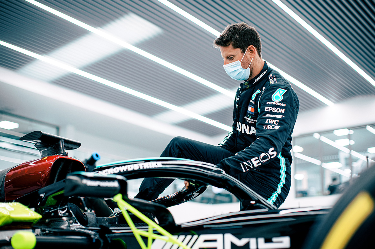 ロマン・グロージャン、F1フランスGPでメルセデスのF1マシンでデモ走行