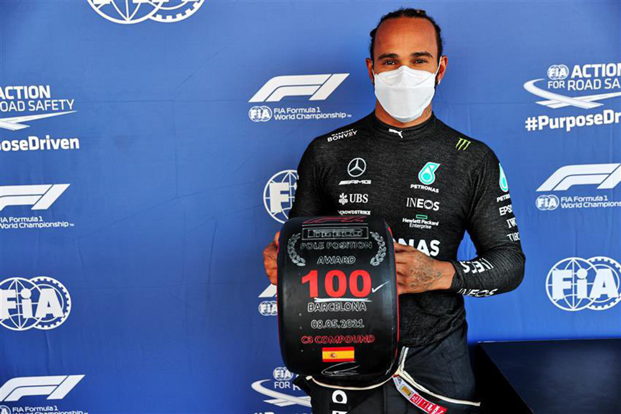 F1スペインGP 予選:ルイス・ハミルトンが通算100回目のポール獲得