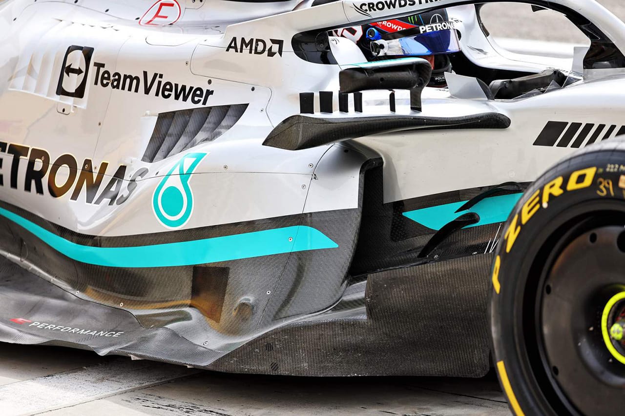 F1マシン詳細解析 | メルセデス W13の“ゼロポッド”によるウェイク処理
