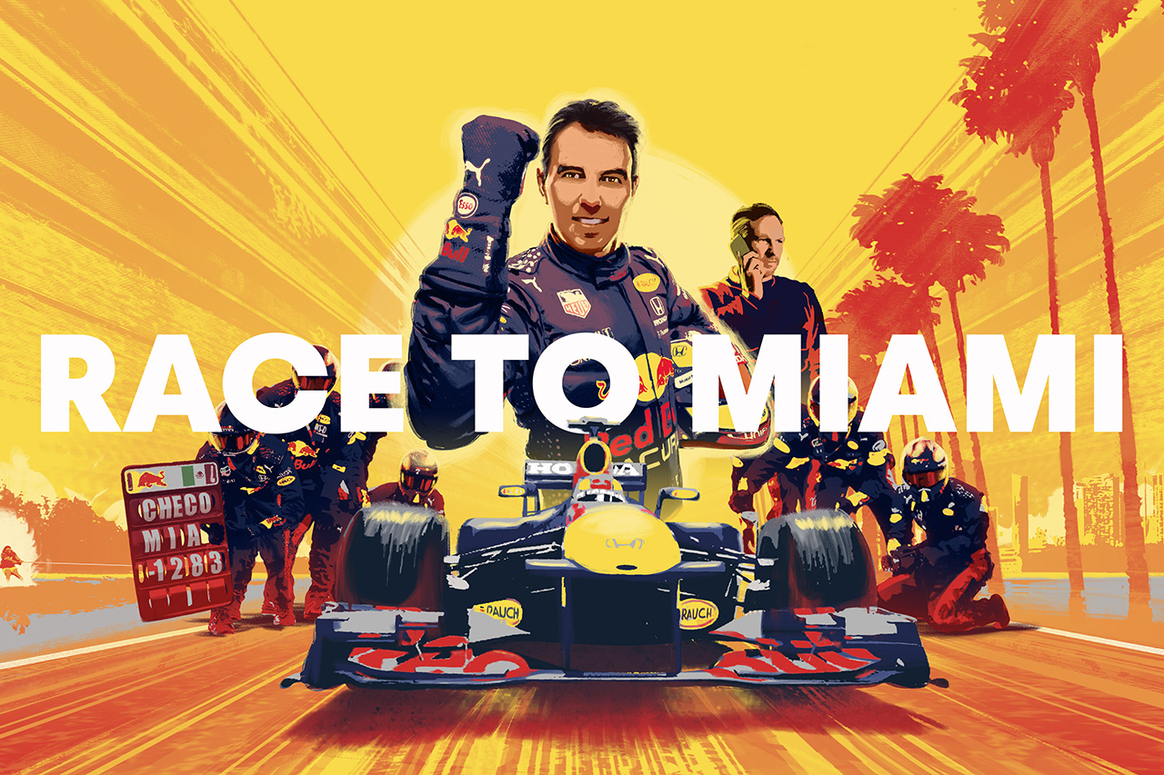 F1動画：セルジオ・ペレス、RB7でニューヨークからマイアミへ珍道中