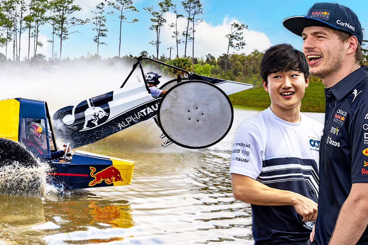 【動画】 角田裕毅とフェルスタッペンが水陸両用車でレース / F1マイアミGP