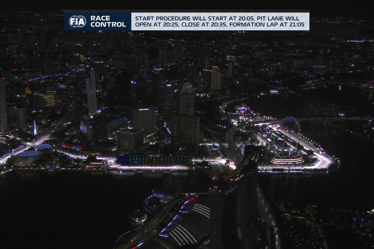 F1シンガポールGP:降雨によりディレイ 日本時間22時5分スタートに変更