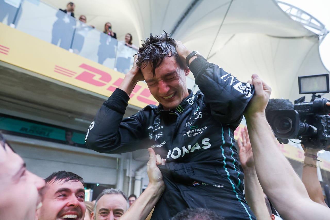 ジョージ・ラッセル、F1初優勝に男泣き 「言葉にならない」