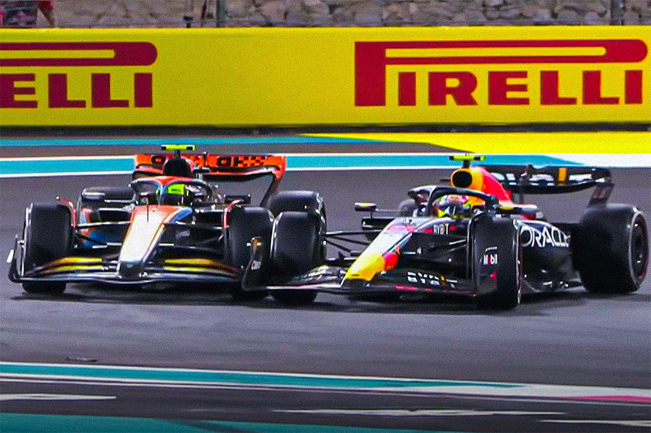 ランド・ノリス F1アブダビGPでのペレスとの接触に困惑「4台分離れてた」