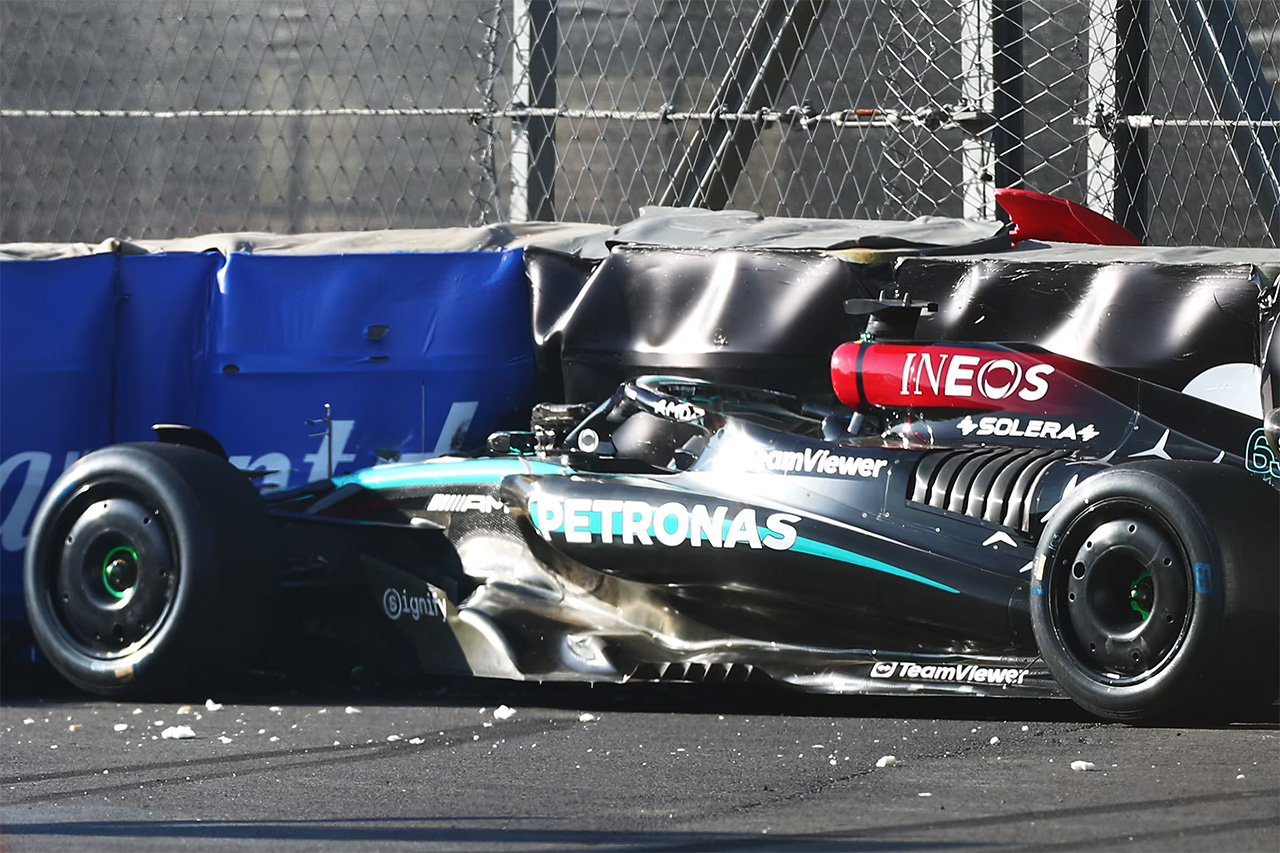ラッセル F1メキシコGP初日FP2でクラッシュ「次から次へと問題が起こる」