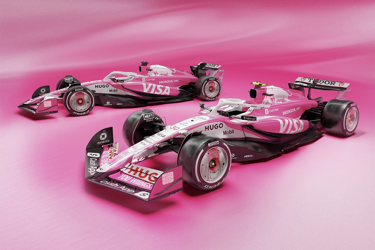 レーシングブルズ F1マイアミGPを戦う“ピンク”のスペシャルリバリーを披露