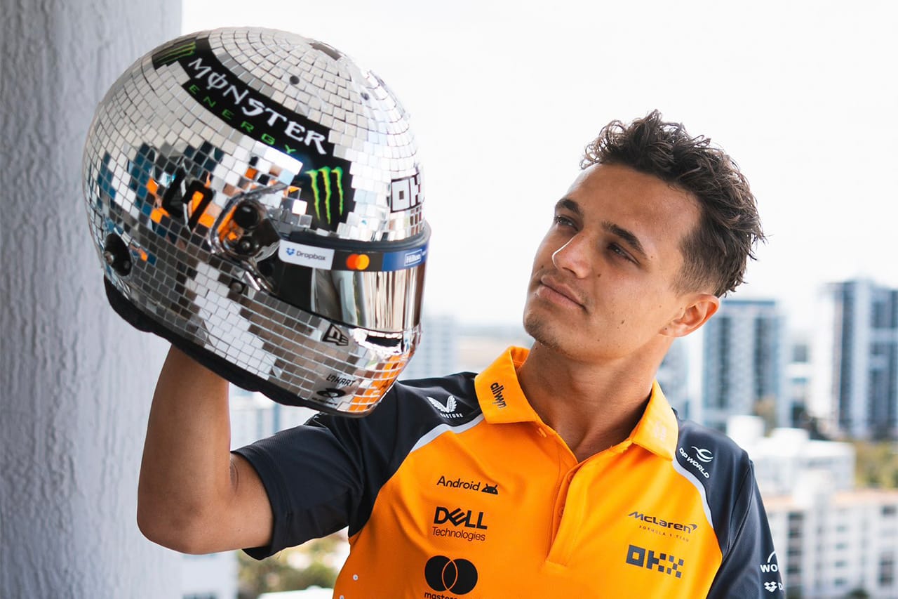 ランド・ノリス F1マイアミGPで最高傑作“ミラーボール”ヘルメット