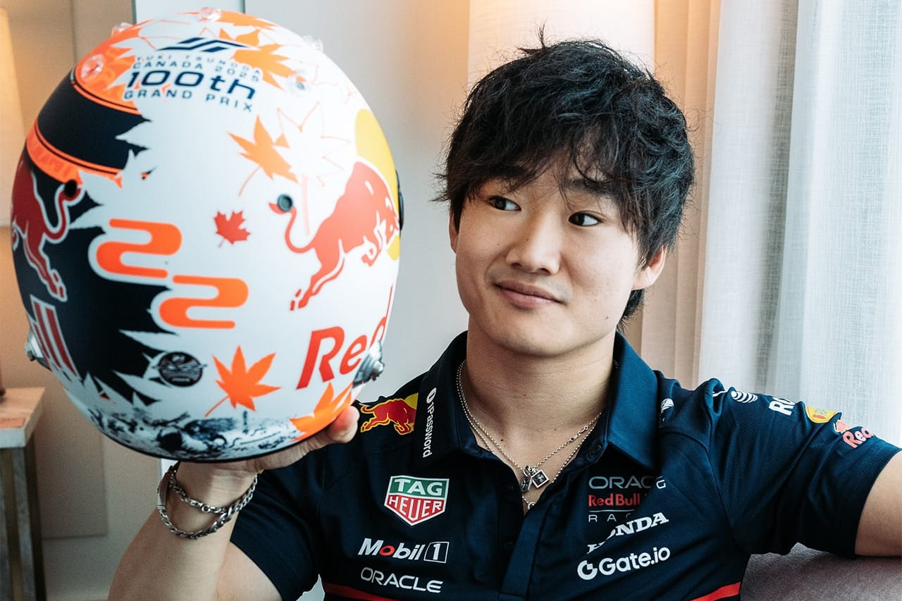 角田裕毅 F1カナダGPで100戦目を記念したスペシャルヘルメット