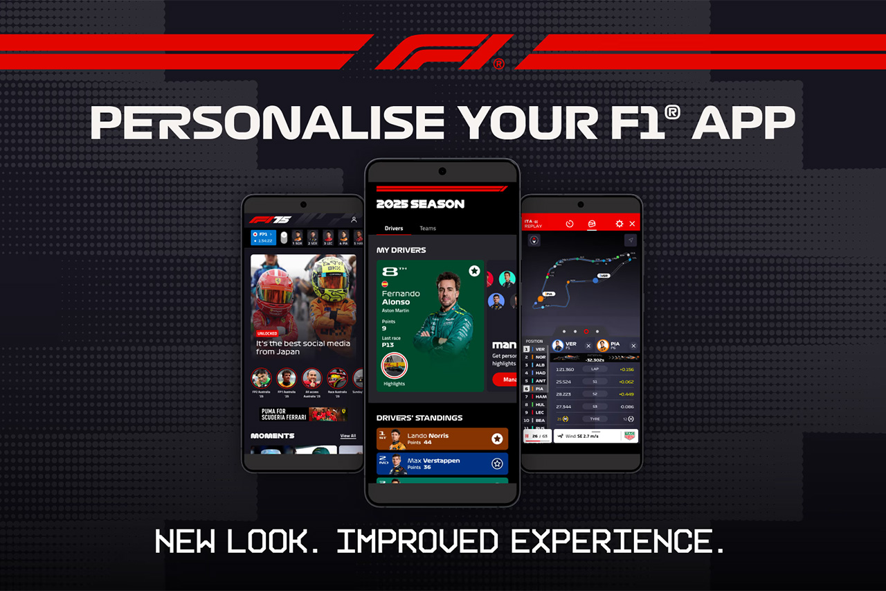 F1公式アプリとウェブサイトが刷新 ファンの体験をパーソナライズ可能に