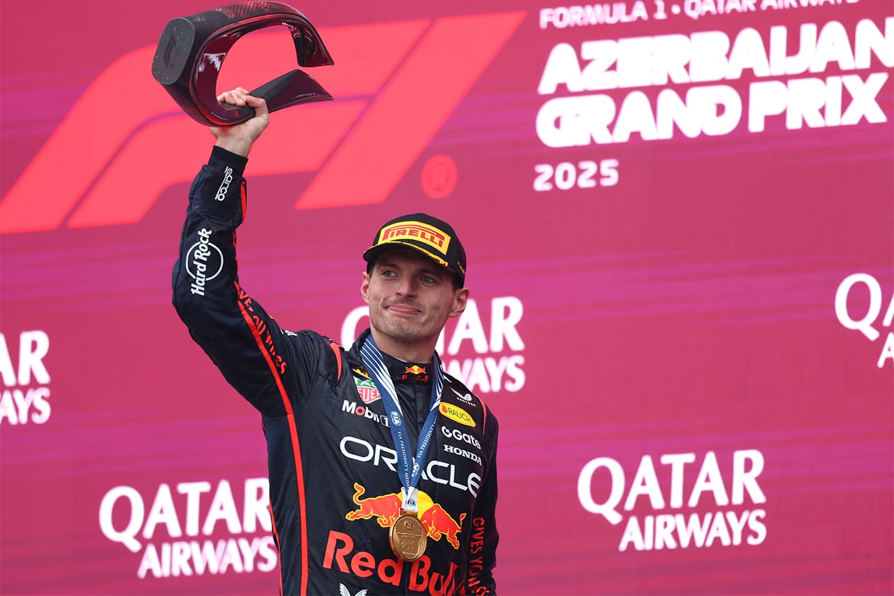 F1アゼルバイジャンGP 決勝:フェルスタッペン完全勝利 角田裕毅は6位入賞