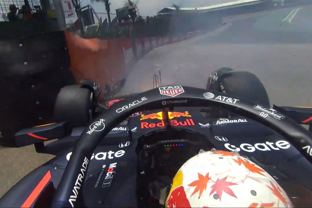 角田裕毅 F1サンパウロGPのFP開始早々バリアに接触 フロントウイング破損