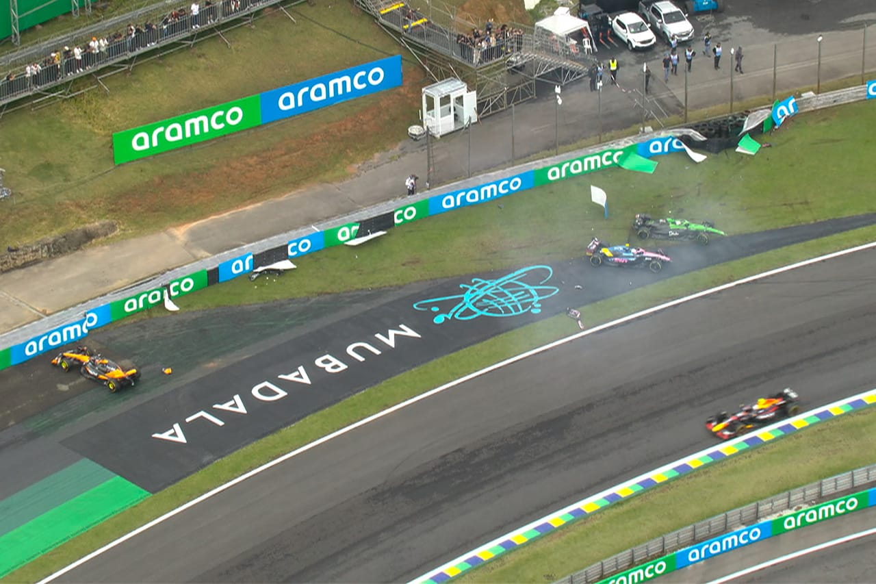 F1サンパウロGP スプリントで赤旗中断：ピアストリとコラピントがリタイア