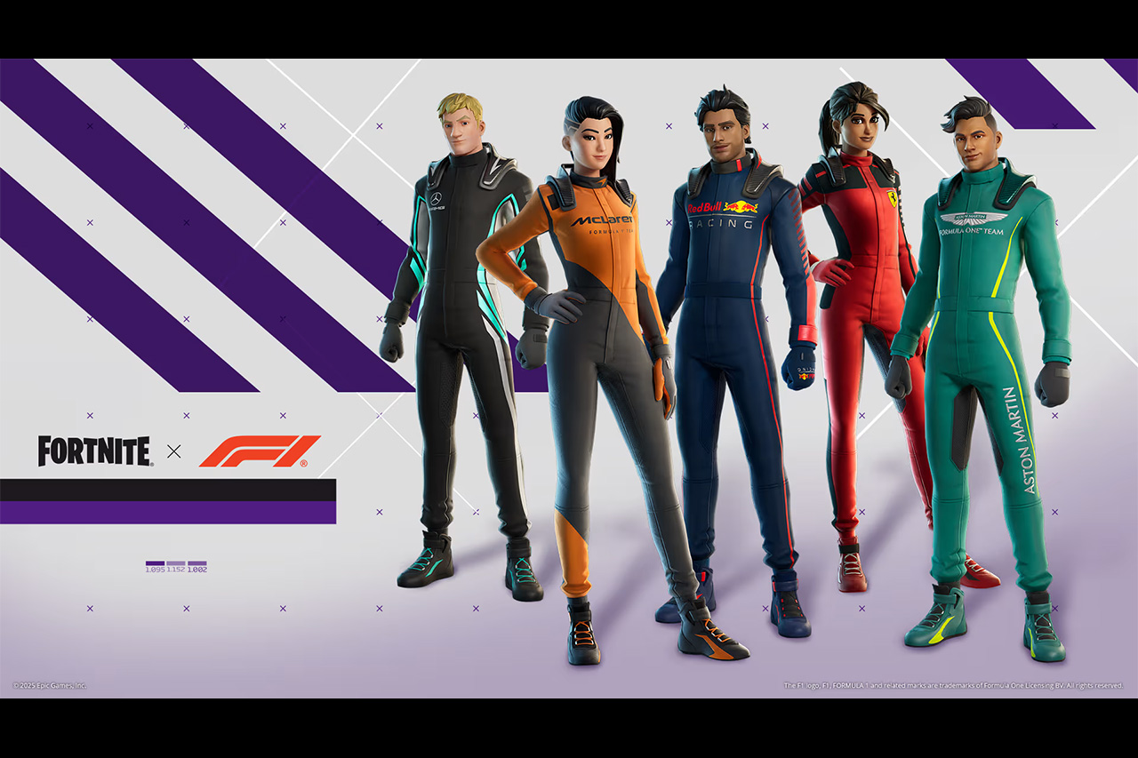 F1とFortniteがコラボ発表 各チーム仕様の“F1 Cosmetic Team Set”が登場