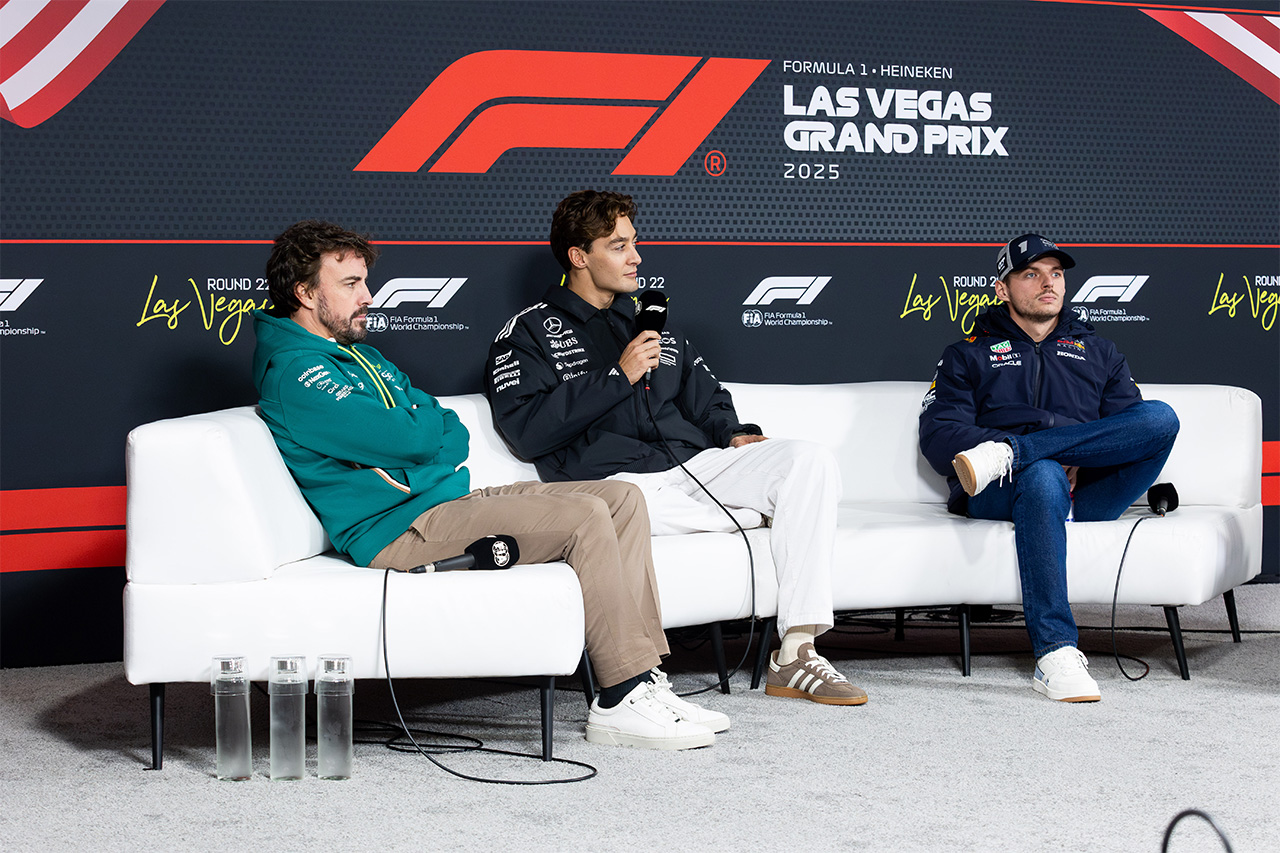 F1ラスベガスGP:記者会見 Part.2 - ラッセル、アロンソ、フェルスタッペン