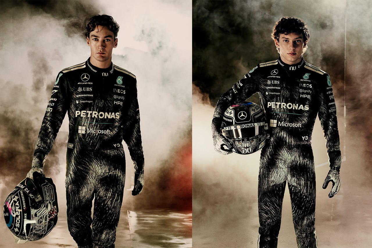 メルセデスF1 日本GPで“ウルフ仕様” Y-3コラボのスーツ＆ヘルメット公開