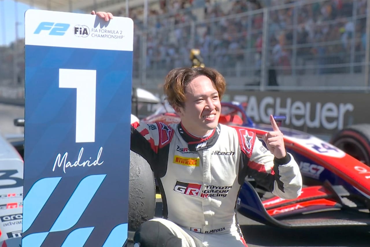 宮田莉朋 悲願のF2初優勝 マドリード初レースを制す